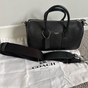 Coach Compass 25 Black Pebbled Leather Satchel